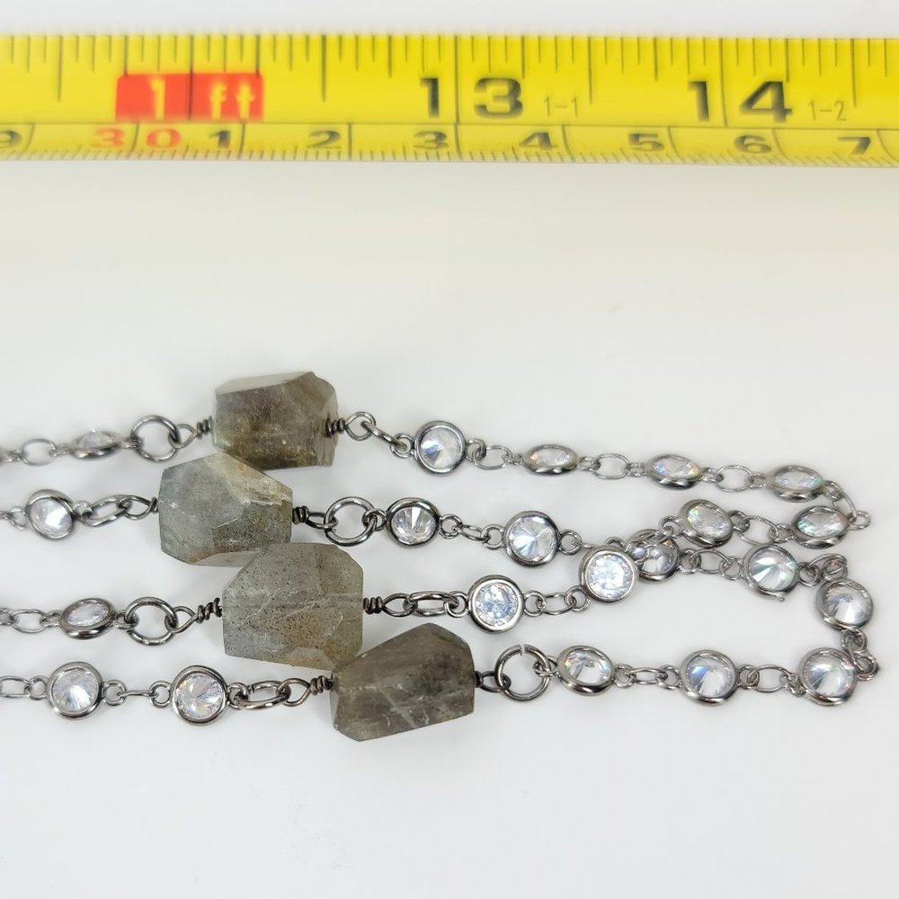 NEW CZ Diamond by the Yard Labradorite Necklace - Picture 13 of 14